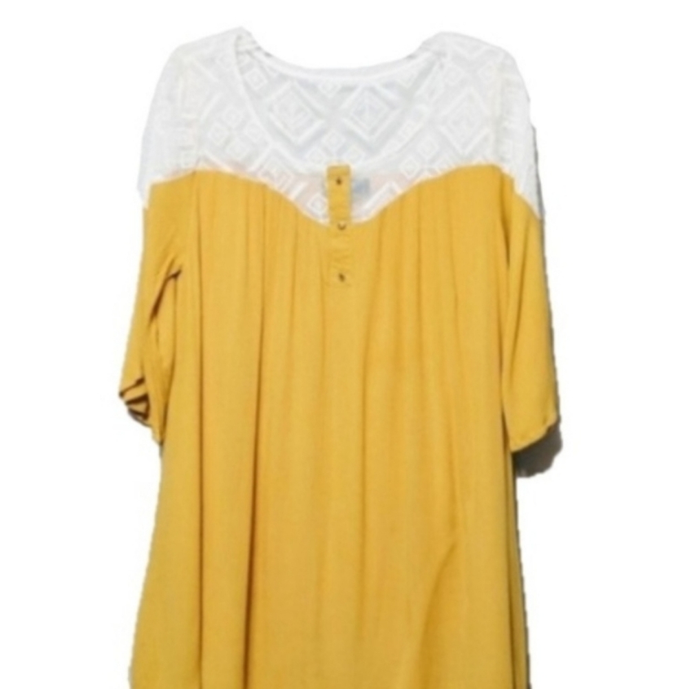 NAIF Yellow and White Lace Babydoll Dress LP